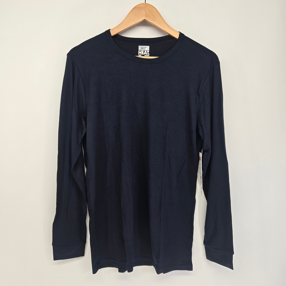 32 Degrees Heat Shirt Mens Medium Navy Blue Long Sleeve Base Layer NEW